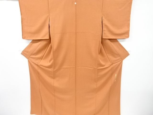 未使用品　草木染織柄一つ紋色無地着物